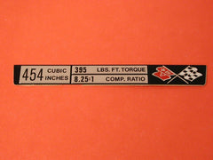 Corvette Engine Data Plates 73-74 / Product Number: IN159